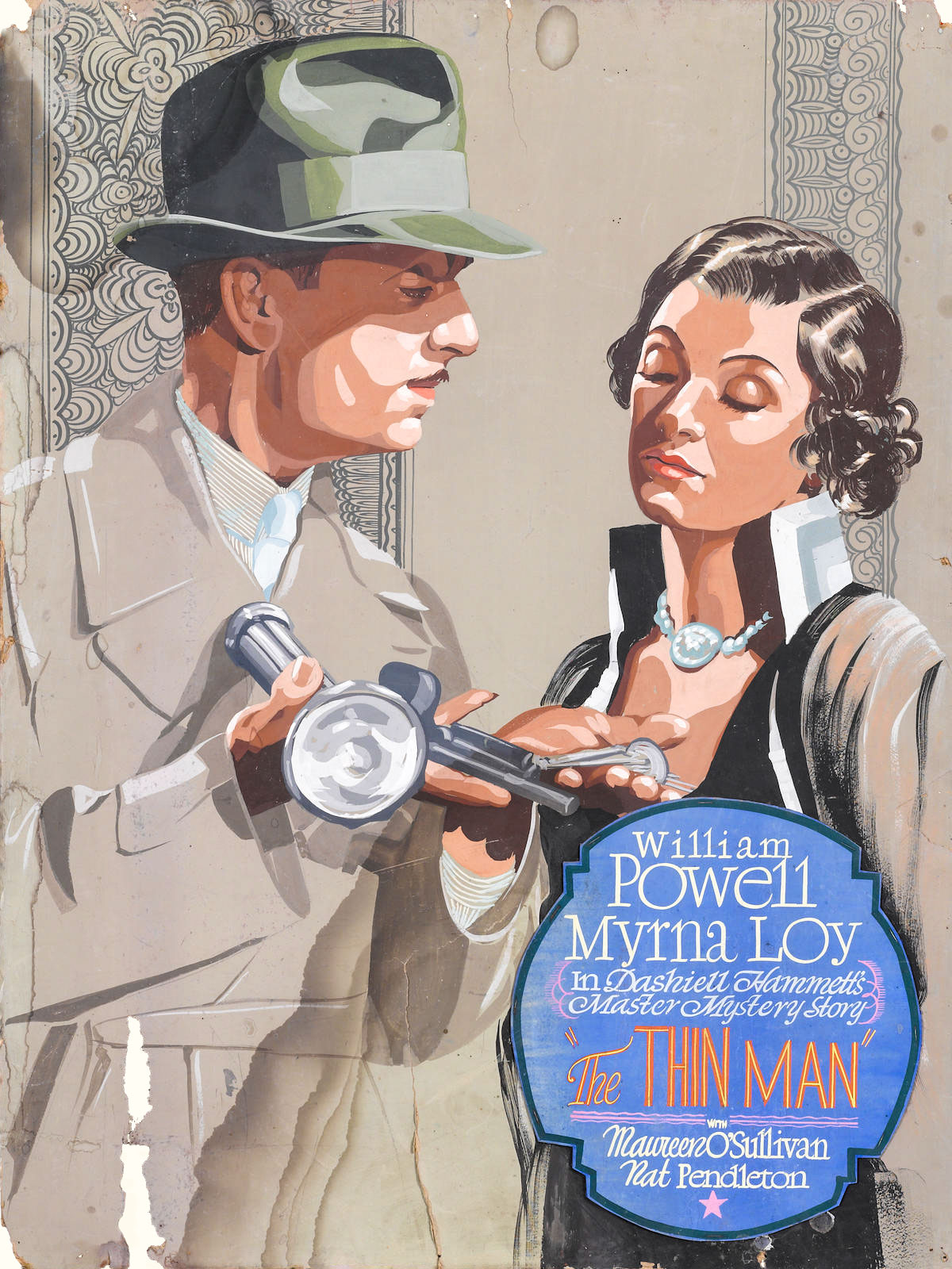 the thin man poster gouache on board